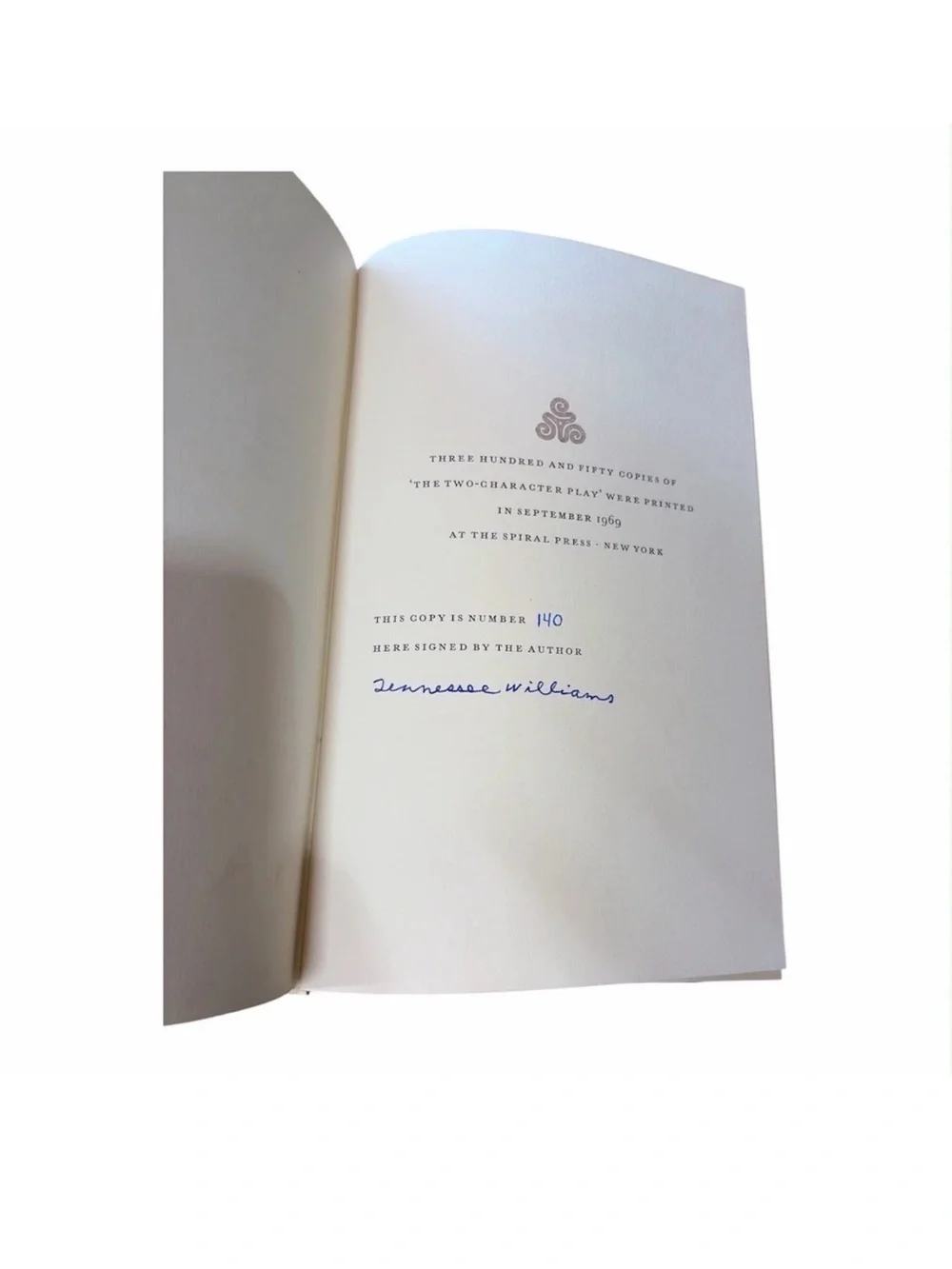 🔥Tennessee Williams The Two-Character Play Signed 1969 Ltd #140/350 Slipcase🔥